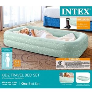 Intex Kids Travel Air Mattress Inflatable Bed with Raised Sides and Hand Pump